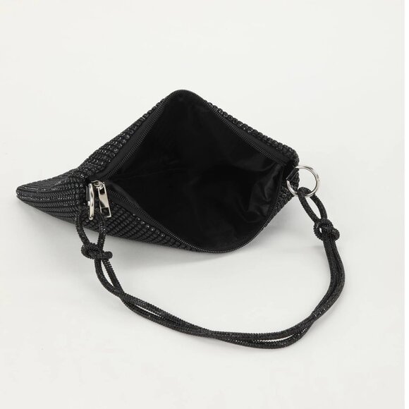 Rhinestone Bag With Zipper Black - Picture 2 of 6